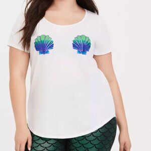 Torrid size 3 Halloween White Seashell Costume Tee/ Disney the Little Mermaid